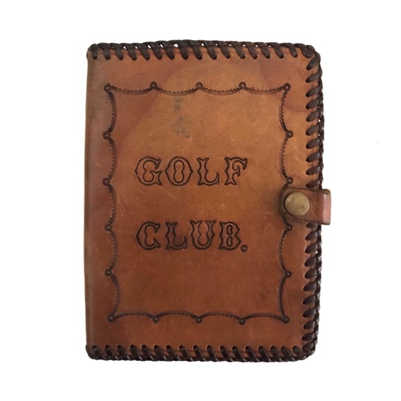 Tooled Leather Other - Rare Vintage Leather Golf Club Pouch 2 internal pockets Tooled Leather Patina